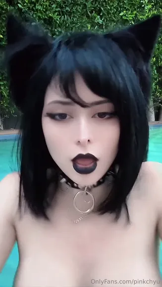 pinkchyu nude leaked teasing her boobs in the pool